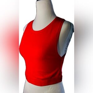 NWT Zara Cropped Red Tank Top Size L, Sleeveless